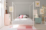 DHP Metal Canopy Bed Frame - Full Size, White with Heart Scroll Design DHP