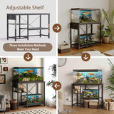 BEURUKU 40-50 Gallon Fish Tank Stand with Power Outlet & LED Light, Metal Aquarium Stand with 3 Tier Adjustable Storage Shelves, Tank Stand for Reptile Tank, Turtle Tank, 36" L*18.5" W, Black BEURUKU