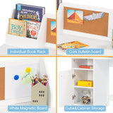 UTEX Kids Study Desk with Chair, Wooden Children School Study Table with Hutch and Chair for 3-8 Years Old, Student's Study Computer Workstation & Writing Table for Home School Use UTEX