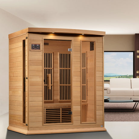 DYNAMIC SAUNAS Maxxus MX-K306-01 Elite 3-Person Near Zero EMF (Under 2 MG) FAR Infrared Sauna, (Canadian Hemlock) Curb Side Delivery DYNAMIC SAUNAS