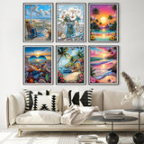 WUDWL Diamond Painting Kits for Adults - 6 Pack Beach DIY 5D Diamond Art Kits Full Drill Diamond Dots Paintings with Diamonds Gem Art and Crafts Home Decor 12x16inch WUDWL