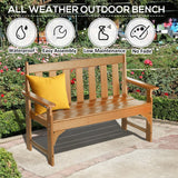 nalone Outdoor Bench, HDPE All Weather Patio Bench Load up to 800 Lbs, 2-Person Garden Bench Rot-Proof Fade Proof for Patio, Porch, and Park (Teak) nalone