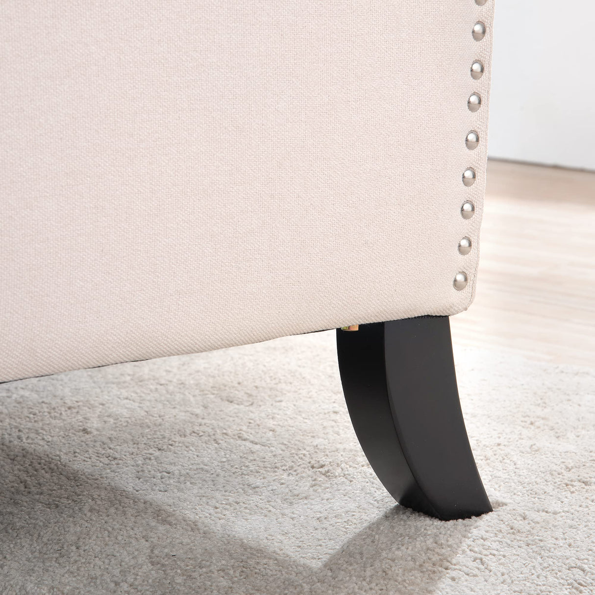 Push Back Single Recliner Chair,27" W Dual Function Foot System,Manual Wing Chair for Office, Den, Living Room, Bedroom, and Guest Room (Fabric, Beige) Fulocseny