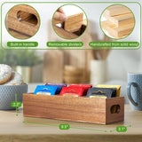 DRASTAR Tea Bag Organizer, Acacia Tea Bag Holder, Tea Storage Containers with 3 Slots, Wooden Tea Storage Accessories, Mini Tea Bag Caddy Box for Countertop DRASTAR