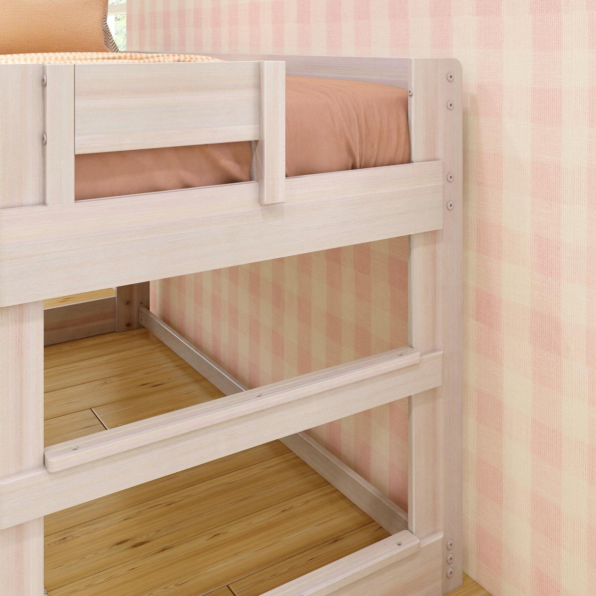 Max & Lily Modern Farmhouse Low Loft Bed, Twin Bed Frame For Kids, White Wash Max & Lily