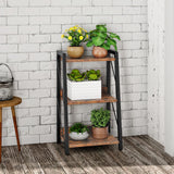 HOOBRO Ladder Shelf, 3-Tier Bookshelf, Corner Bookcase, Freestanding Storage Shelf Display Organizer, for Living Room, Bedroom, Home Office, Kitchen, Rustic Brown and Black BF303CJ01 HOOBRO