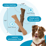 Petstages Dogwood Wood Durable Dog Chew Toys, Real Wood & Calming Hemp, 2-Pack, Medium Outward Hound