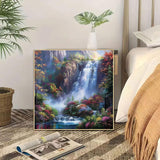 5D Landscape Scenery Diamond Art Kits for Adults Beginners,DIY Full Round Drill Diamond Painting Kits Waterfall, Paint by Diamonds Dot Gem Art Crystal Mountain Easy,Home Wall Decor 13.7X13.7Inch CHWGLFGG