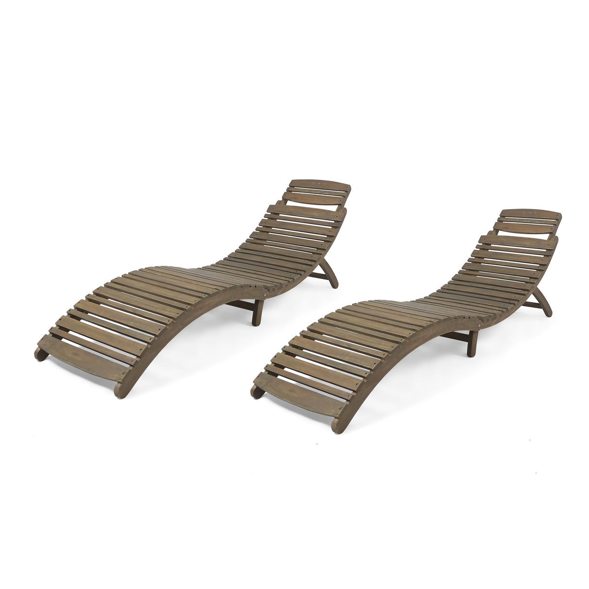 Christopher Knight Home Tycie Outdoor Acacia Wood Foldable Chaise Lounge (Set of 2), Gray Finish Christopher Knight Home