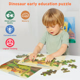 SYNARRY Large Dinosaur Wooden Puzzles for Kids 4 in 1 Gift Box(12.2 * 9.4 in) - FSC Certified, Jigsaw Puzzles for Kids Ages 4-6, Dinosaur Toys Gifts for 3 4 5 Year Old Boys Girls SYNARRY