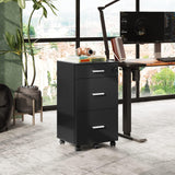 DEVAISE 3 Drawer Rolling File Cabinet with Lock, Wood Filing Cabinet fits Letter / A4 Size for Home Office, Black DEVAISE