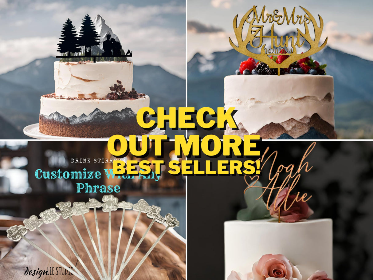 Personalized Happy Birthday Cake Topper Couples Name Cake Topper for Wedding or Engagement Gift Custom Birthday Cake Topper for Any Age Made with Wood & Acrylic designLEE Studio