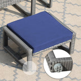 Patiorama 5 Piece Outdoor Patio Wicker Furniture Set, All Weather Grey PE Rattan Chair and Ottoman Footstool Set, W/Coffee Table, Cushions (Navy Blue) for Garden, Balcony, Porch, Space Saving Design Patiorama