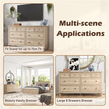 chartustriable 65inch Large Long Drawer Dresser w/Deep Drawers,Rustic Wood 8 Drawer Dresser with Large Capacity for Living Room,Wooden Chest of Drawers for Bedroom,Living Room,Entryway,Oak chartustriable
