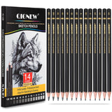 Qionew Professional Sketching Pencil for Drawing,14 Pack, Graphite Pencils, (12B-5H), Art Pencils for Drawing and Shading, Sketching, Ideal for Beginners & Pro Artists Qionew