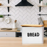 Granrosi Large White Bread Box for Kitchen Countertop, Bread Storage Container, Breadbox, Bread Container, Bread Boxes, Bread Keeper, Bread Holder - Farmhouse Bread Box with Bamboo Wooden Lid - White Granrosi