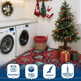GarveeHome Christmas Rug 5x7 Boho Non-Slip Stain Resistant Machine Washable Rug for Bedroom,Large Neutral Low-Pile Area Rug for Living Room Bedroom Kitchen Office, Red GarveeHome