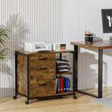 Lulive File Cabinet for Home Office, Filing Cabinet with Lock and USB Charging Port, 3 Drawer File Cabinet, Rolling File Cabinet with Storage for A4, Letter Size, Rustic Lulive