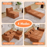 MAXMAXX 102" Modular Sectional Cloud Sofa,4-in-1 Folding Convertible Sofa Bed, Floor Boneless Couch, Modular Cushion Couch,Suitable for Living Room,Bedroom and Recreation Room(Orange) MAXMXX