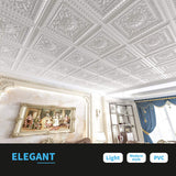 Art3d Drop Ceiling Tiles, Glue up Ceiling Tiles, 2'x2' Plastic Sheet in White (12-Pack, 48 Sq.ft) Art3d