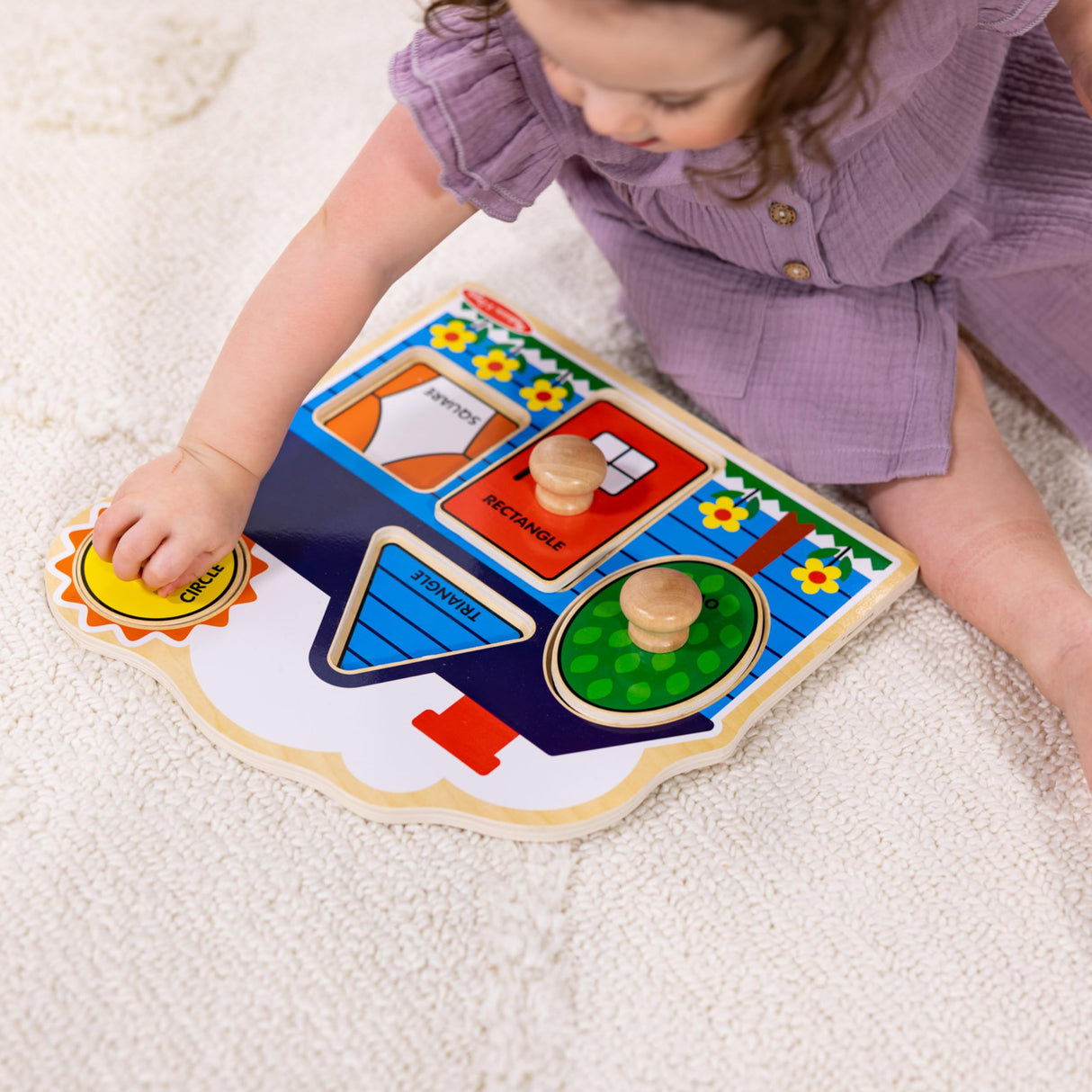 Melissa & Doug First Shapes Jumbo Knob Wooden Puzzle - Wooden Peg Chunky Baby Puzzle, Preschool Learning Shapes Knob Puzzle Board For Toddlers Ages 1+ Melissa & Doug