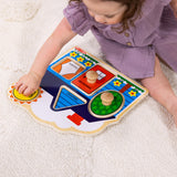 Melissa & Doug First Shapes Jumbo Knob Wooden Puzzle - Wooden Peg Chunky Baby Puzzle, Preschool Learning Shapes Knob Puzzle Board For Toddlers Ages 1+ Melissa & Doug