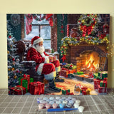 Aihonmin Christmas Paint by Numbers Kits for Adult Santa Claus Paint by Numbers Christmas Tree Gift Digital Oil Painting Kits on Canvas with Brushes and Acrylic Pigment Without Framed 16''W x 20''H Aihonmin