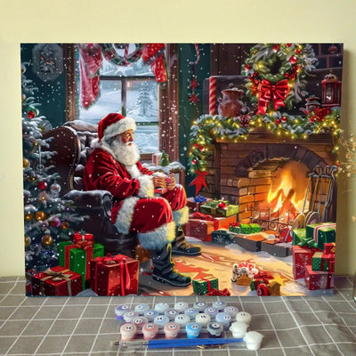 Aihonmin Christmas Paint by Numbers Kits for Adult Santa Claus Paint by Numbers Christmas Tree Gift Digital Oil Painting Kits on Canvas with Brushes and Acrylic Pigment Without Framed 16''W x 20''H