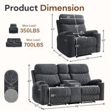 HAOMARKETS 2-Piece Power Recliner Sofa Set with Charging Port, Include Single Recliner Chair and 2-Seater Loveseat Reclining Couch with Hidden Storage and Cup Holders for Living Room, Dark Grey HAOMARKETS