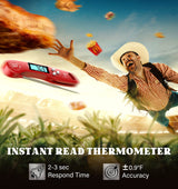 DOQAUS Digital Meat Thermometer, Instant Read Food Thermometers for Cooking, Kitchen Probe with Backlit & Reversible Display, Wide Temperature Range for Turkey, Grill, BBQ, Baking, Bread, Sourdough DOQAUS