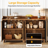 Tribesigns Sideboard Buffet Cabinet, 55-inch Farmhouse Kitchen Storage Cabinet with 4 Doors and Adjustable Shelves, Wood Credenzas Coffee Bar Cabinet for Living Room, Dining Room, Rustic Brown Tribesigns