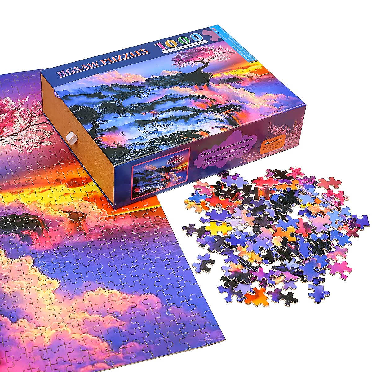 Ingooood- Jigsaw Puzzle 1000 Pieces for Adult- Fantasy Series- Cherry Blossom on Lava_IG-1266 Entertainment Wooden Puzzles Toys Ingooood