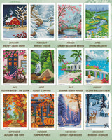 Foreveryoung Minigem Small Diamond Art Kits for Beginners, 12Pcs Square Drill Diamond Painting Kits for Adults 3-Hour Painting, Postcard-Style Mini Diamond Art Kits for Adults 5x7 Inch (Twelve Months) forever young