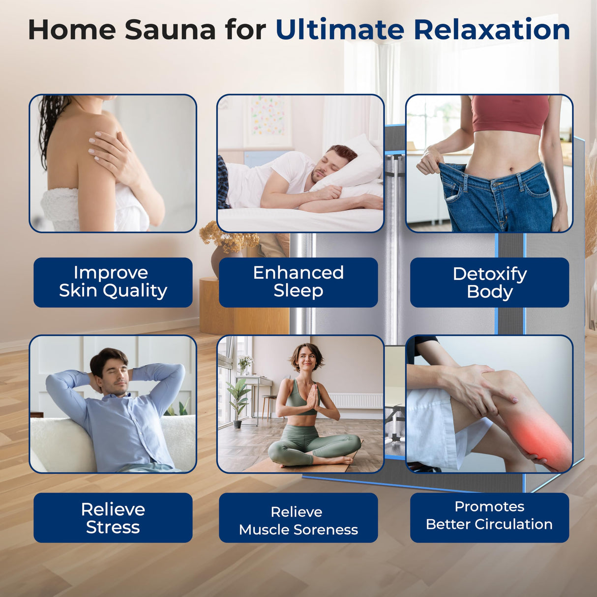 SereneLife Portable Sauna for Home, 2 Person Steam Sauna Tent with 4L Steamer, 2 Folding Sauna Chairs, Remote Control In-Home Spa, 71"x47" - inches (Black) SereneLife