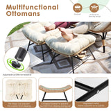 RADIATA Double Egg Chair with Footrests, 2 Person Wicker Lounge Chair with Thickened Cushion and Legs, Outdoor Wide Loveseat for Patio Garden Porch Indoor 680 lbs Weight Capacity (Beige with ottomans) RADIATA