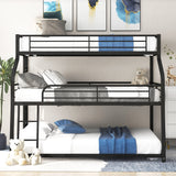 Bellemave Metal Triple Bunk Beds Twin XL/Full XL/Queen, Made of Heavy Duty Steel with Long and Short Ladder and Full-Length Guardrails for Boys, Girls, Teens (Black) Bellemave