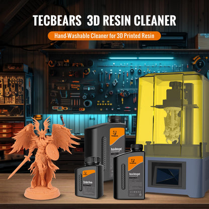 TECBEARS 3D Resin Cleaner 4KG, 3D Printer Resin Detergent, Non-Toxic Reusable Resin Cleaner, Compatible with 3D Printer Resin, UV Resin, 2KG 2Pack