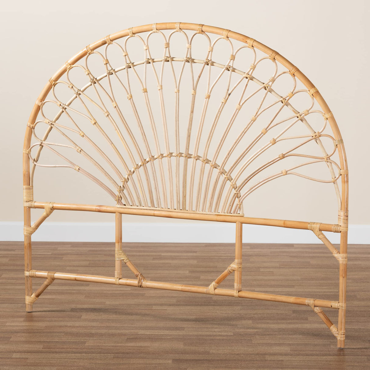 bali & pari Devereaux Modern Bohemian Natural Rattan King Size Standalone Headboard bali & pari