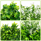 Ouddy Decor 6 Bundles Artificial Greenery Stems Mixed Fake Plants Eucalyptus Stems Babys Breath Faux Plastic Artificial Plants & Flowers for Outdoor Indoor Garden Home Window Box Decor Ouddy Decor