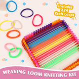 Weaving Loom Kit for Kids Ages 8-12, DIY Arts and Crafts Loom Knitting Projects Set, Ideas Birthday Gifts for Girls Toys, Crochet Kit for Beginners Potholder Tools Creative Supplies With Elastic Cord QXHOL