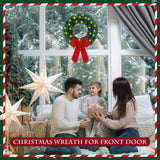 6 Pcs Lighted Outdoor Christmas Wreaths 15 Inch Cordless Pre-Lit Christmas Wreaths with Red Bow Battery Operated LED Xmas Wreath Ornaments for Windows Cabinets Outside Porch Decorations Classic Simihiran