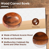 Skylety Acacia Wooden Bowls Small Calabash Bowls Round Wood Salad Hand Carved Calabash Dip Tray for Serving Popcorn Pasta Candy Cereal Coconut Nuts Sauce Appetizers Kitchen(10 Pcs,4 Inch) Skylety