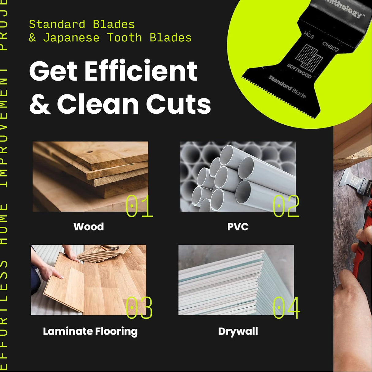 Smithology 20PCS Universal Metal/Wood Oscillating Saw Blades Combo Pack – 4 Bi-Metal Blades, 12 Standard Blades, 4 Japanese Tooth Blades Smithology