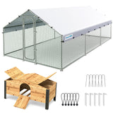 Quictent Large Metal Chicken Coop Run W/Nesting Box for 30+ Poultry with Heavy Duty Wire Mesh and Waterproof Roof Cover, Outdoor Walk-in Cage Peak Hen House for Yard Farm, 18x9x6.6FT Quictent