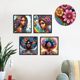 4pcs DIY Diamond Art Painting Kit- African American beauties, 5D Diamond Art Crafts, Suitable for Beginners, Suitable for Home, Art Wall, and Festival Party Decoration, Creative Home Decoration Gifts MVVMTOP