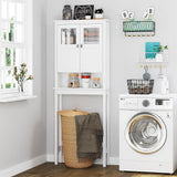 Spirich White Over Toilet Bathroom Storage Cabinet with Glass Doors and Adjustable Shelves Spirich