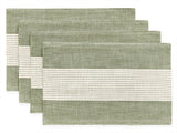 Wracra Linen Placemats, 12 x 18 Inch Set of 4 Placemats, Farmhouse Macrame Place Mats for Kitchen Table and Heat Resistant-Hemstitch Sage Green 4PCS Wracra