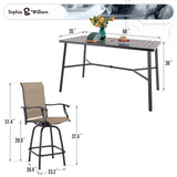 Sophia & William Outdoor Bar Set, Patio Bar Table and Chairs Set, Bar Height Patio Set - 6 x Swivel Bar Chairs(Brown), 1 x Rectangular Bar Table(Black) Sophia & William