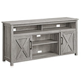 BELLEZE Modern 58 Inch Barn Door Wood TV Stand & Media Entertainment Center Console Table for TVs up to 65 Inches with Two Open Shelves and Cabinets - Corin (Gray Wash) BELLEZE