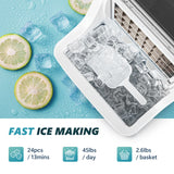 EUHOMY Ice Cube Maker Machine Countertop, 2 Ways to Add Water, 45Lbs/Day 24 Pcs Ready in 13 Mins, Self-Cleaning Portable Compact, with Ice Scoop & Basket, Perfect for Home/Kitchen/Office/Bar EUHOMY